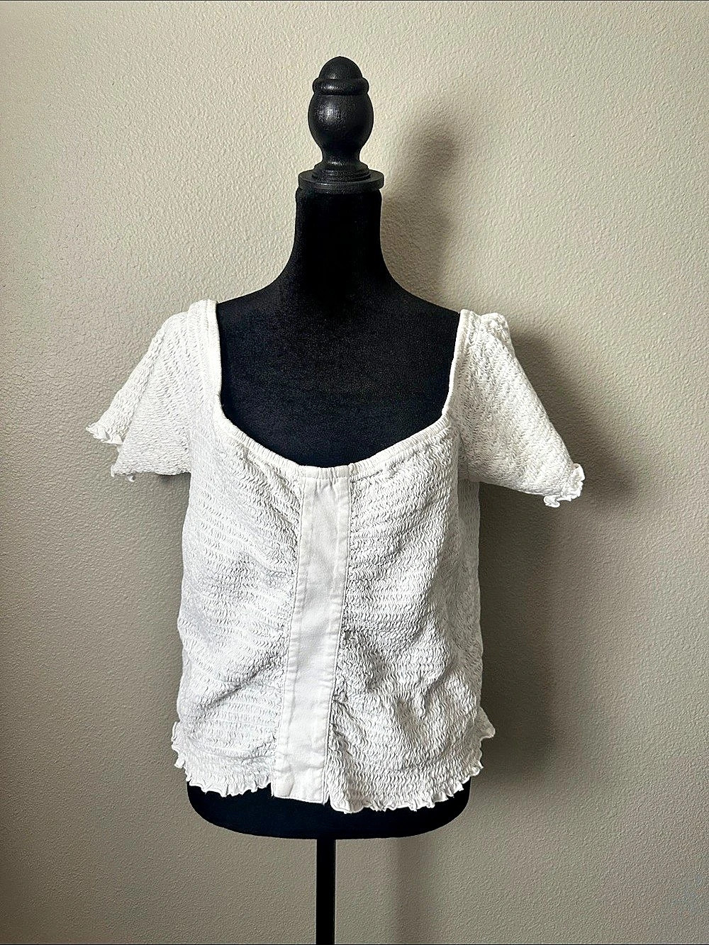 BP. Cotton Textured Crop Top Strech All in White Size 1X